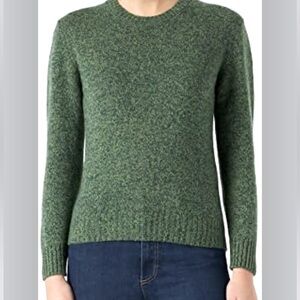 Josephine Chaus Green Wool Blend Slubbed Knit Sweater Textured Boucle Marled